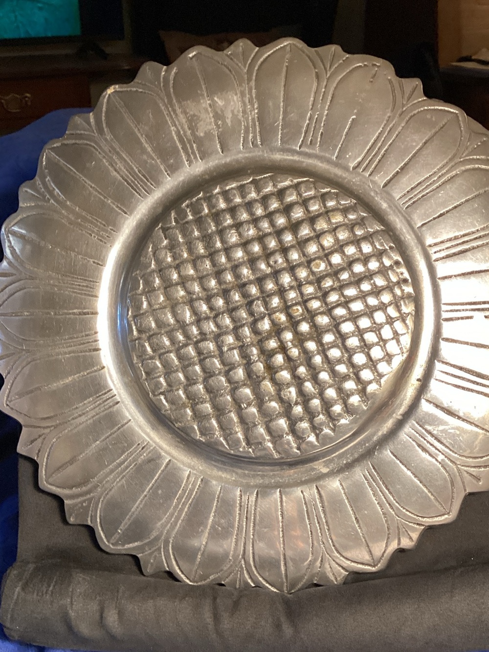 Vintage Sunflower Trivet Pewter ? Candle Holder